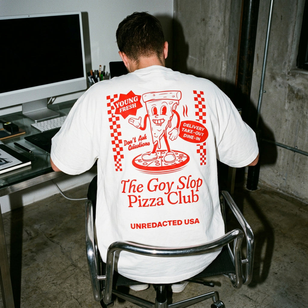Goy Slop Pizza Club Oversized Cotton T-Shirt